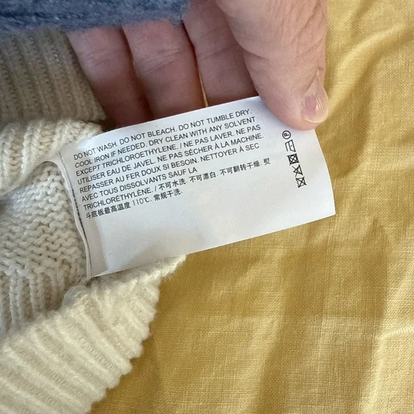 Theory 100% Cashmere Textured Sleeve Turtleneck Sweater – Ivory, Women’s M - Picture 4 of 10